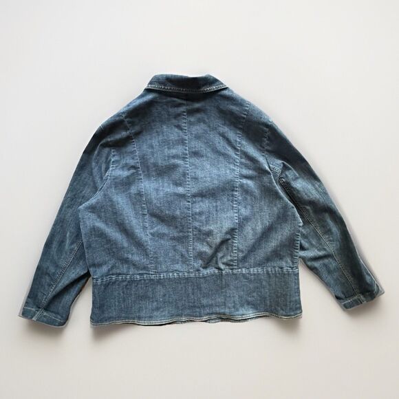 Casual Corner Jean Jacket Women's Plus Size 2XL Dark Denim Peplum Stretch - Picture 2 of 11